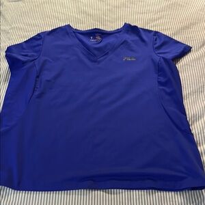 Fila Blue V-Neck Performance Tee Front and back logo. PLUS 2X